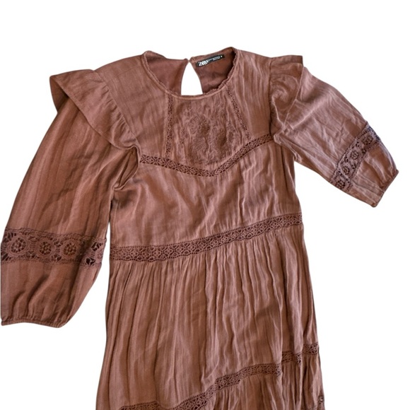 Zara Dark Brown Embroidered Maxi Dress - Picture 5 of 7